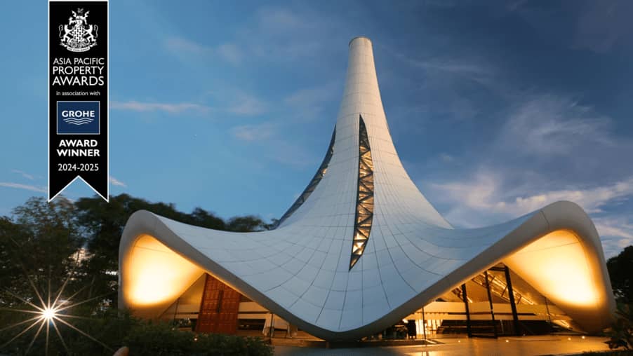 the chapel is designed after an inverted white lily.